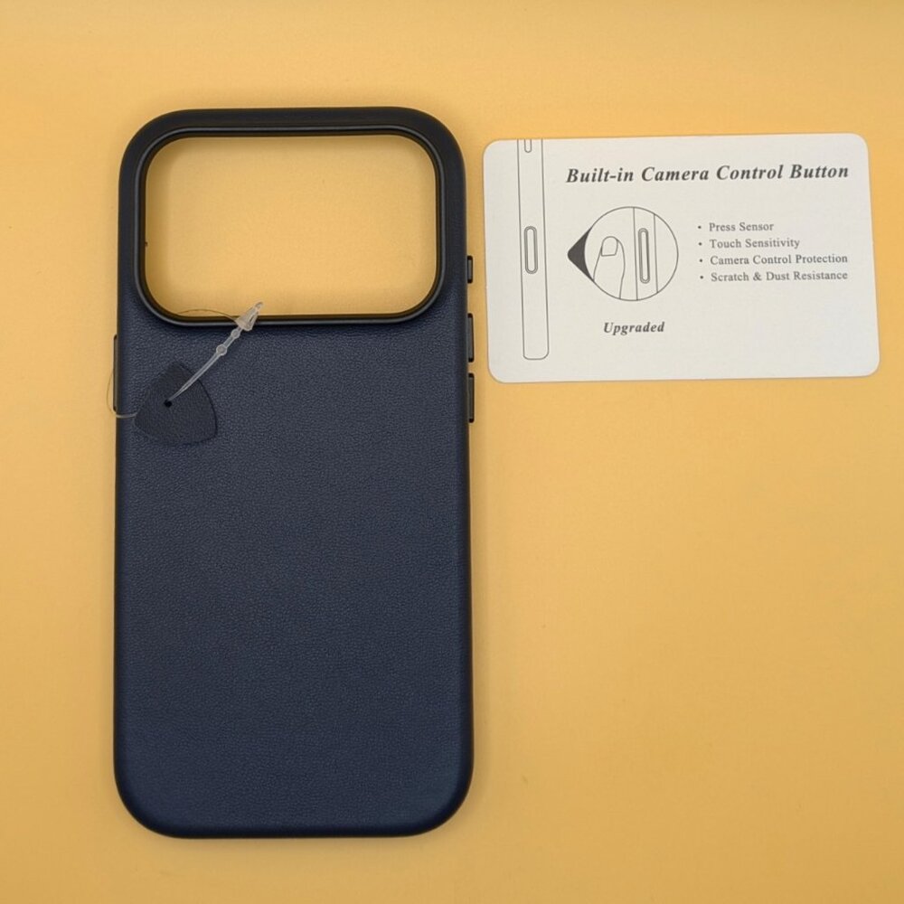 iPhone 17 Pro SHIELDON Genuine Leather Case Magsafe Shockproof-Navy Blue
